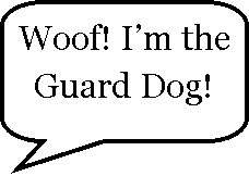 Rounded Rectangular Callout: Woof! Im the Guard Dog!